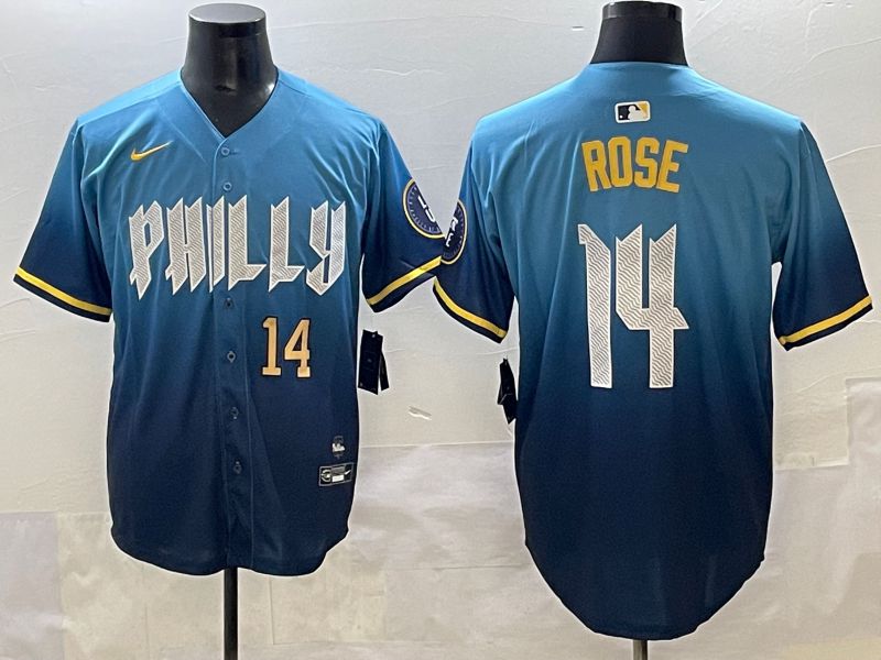 Men 2025 Philadelphia Phillies #14 Rose Blue City Edition Nike MLB Jersey style 2